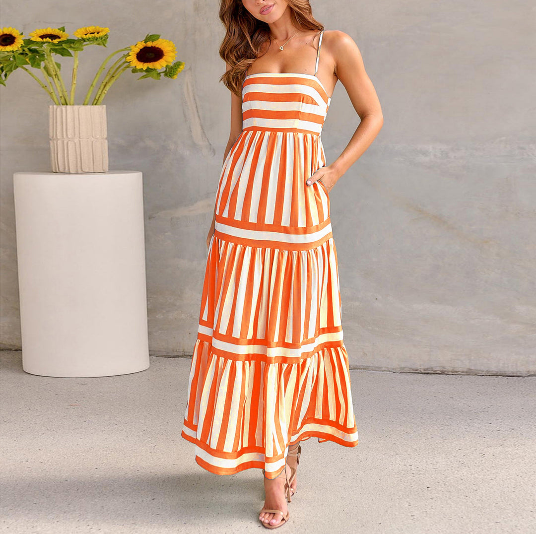 SUNSET STRIPES MAXI DRESS